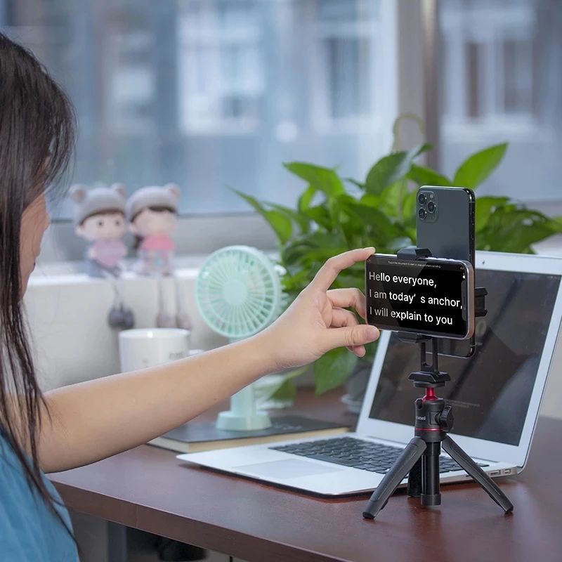 

Ulanzi ST-18 Dual Cold Shoe Mount Phone Mount Holder Livestream Portable Teleprompter Phone Holder Youtube Tiktok Accessories