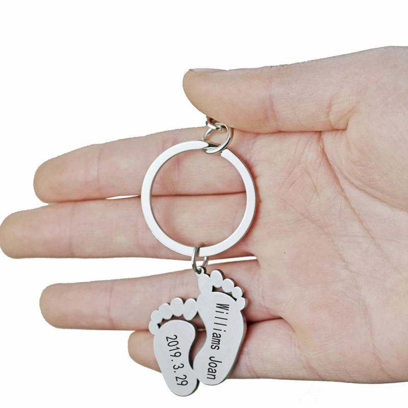 Hiyong пользовательские брелоки для детских ножек с принтом любое имя и дата цепи