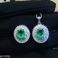 kjjeaxcmy fine jewelry 925 sterling silver inlaid natural emerald pendant ring female suit classic support detection luxurious