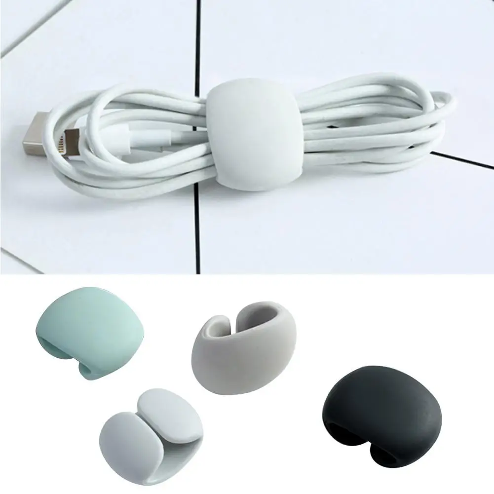 4pcs/set Kawaii Mobile Phone USB Cable Organizer Clip Wire Headset Holder Line Winder Bag Decro | Канцтовары для офиса и дома