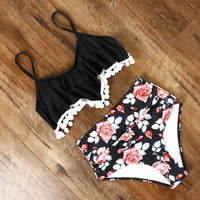 womens swimwear 2021 ruffle padded floral edge swimwear high waist bathing suit bikini womens swimsuit