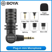 boya by m100 3 5mm trs plug in miniature microphone for canon nikon sony panasonic digital dslr camera camcorder audio recorder