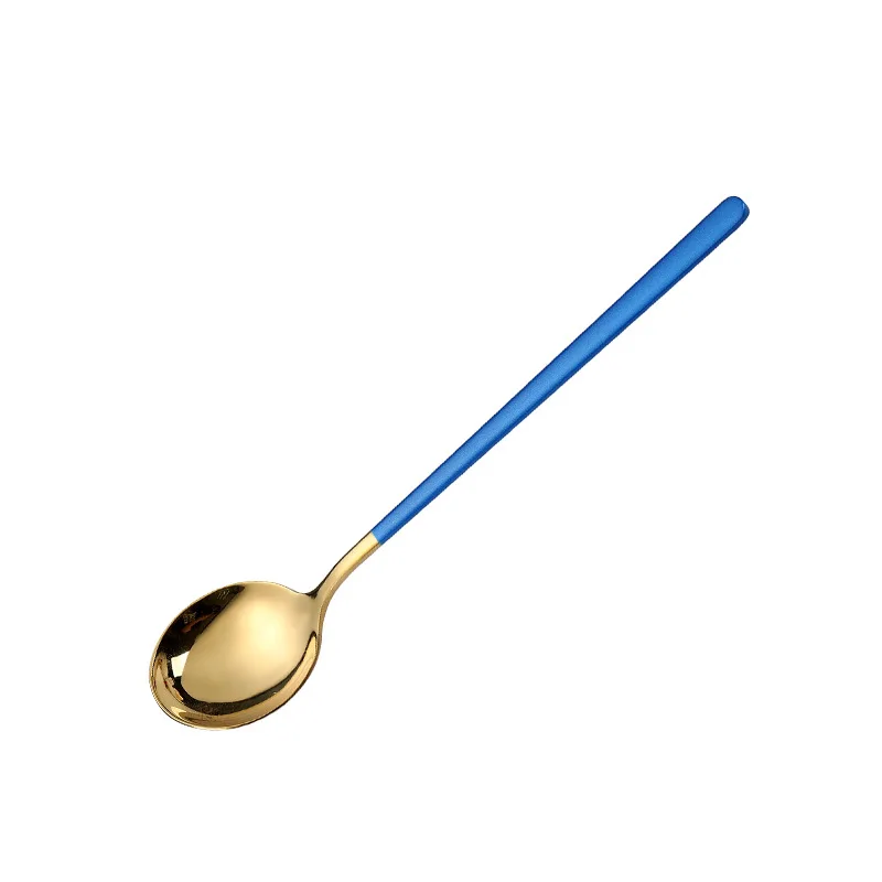 

8 Pcs Color Stainless Steel Spoon Tea Coffee Soup Rice Spoon Child feeding spoon High-end hotel supplies