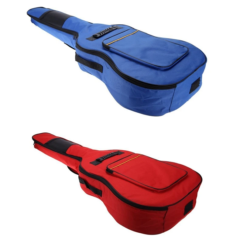 

Качественный рюкзак для гитары 2 шт., 41 дюйм, Наплечные ремни с карманами 5 мм, хлопковая подкладка, сумка для подарка, чехол, красный и синий
