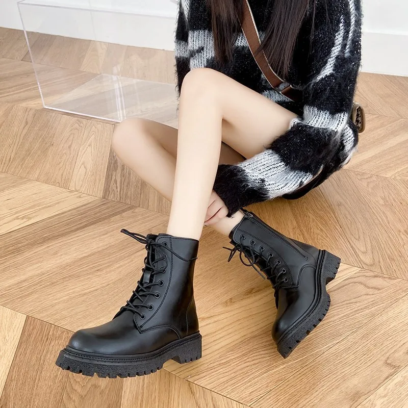 2022 new women's pu fashion winter Martin boots increase double zipper style girly boots women's shoes winter boots women