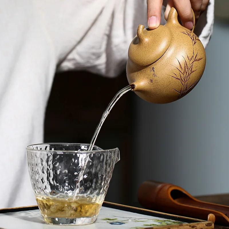 

New hand-made eggplant melon purple clay teapot