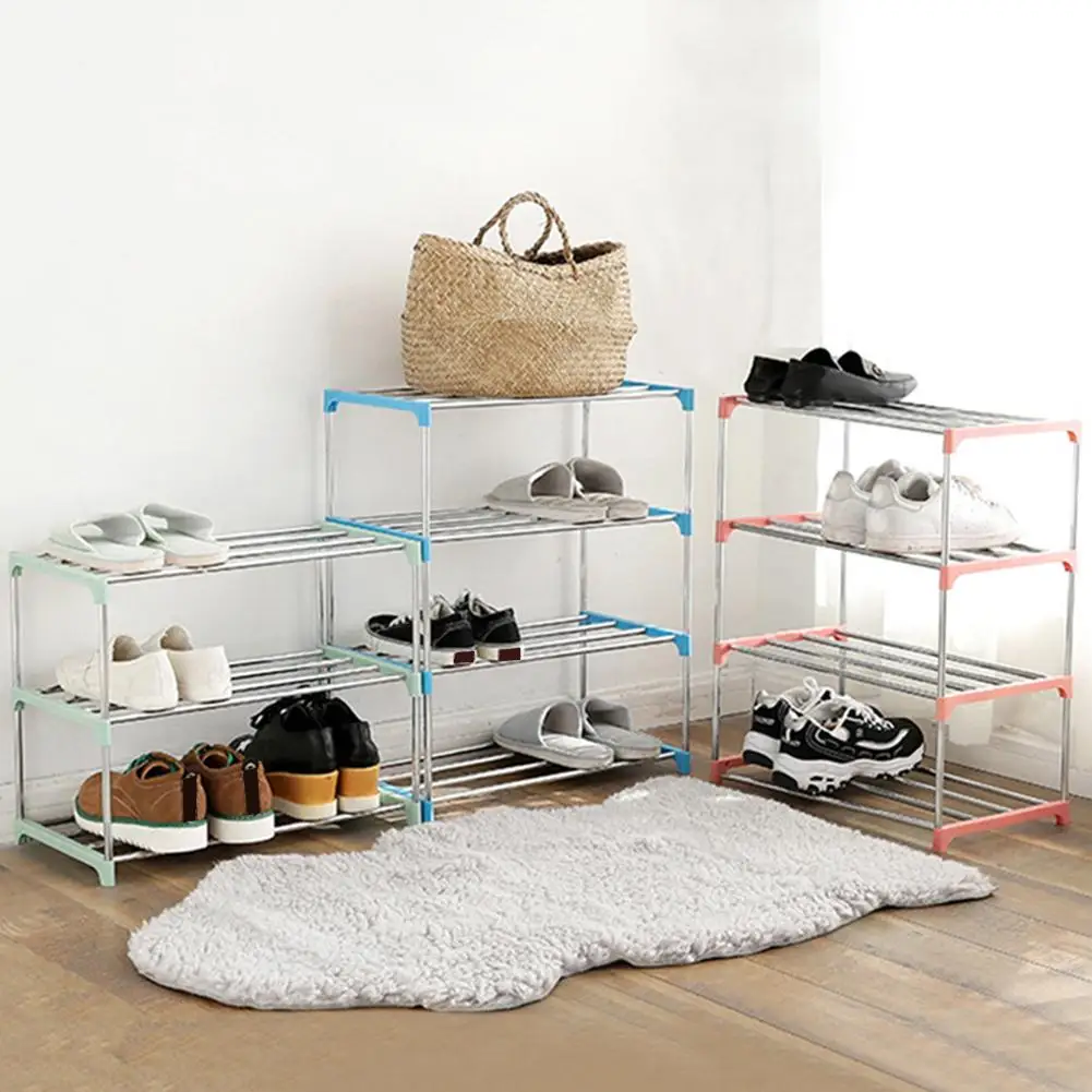 4 слоя Нержавеющая сталь обувь стеллаж для хранения Вешалка обуви Дисплей