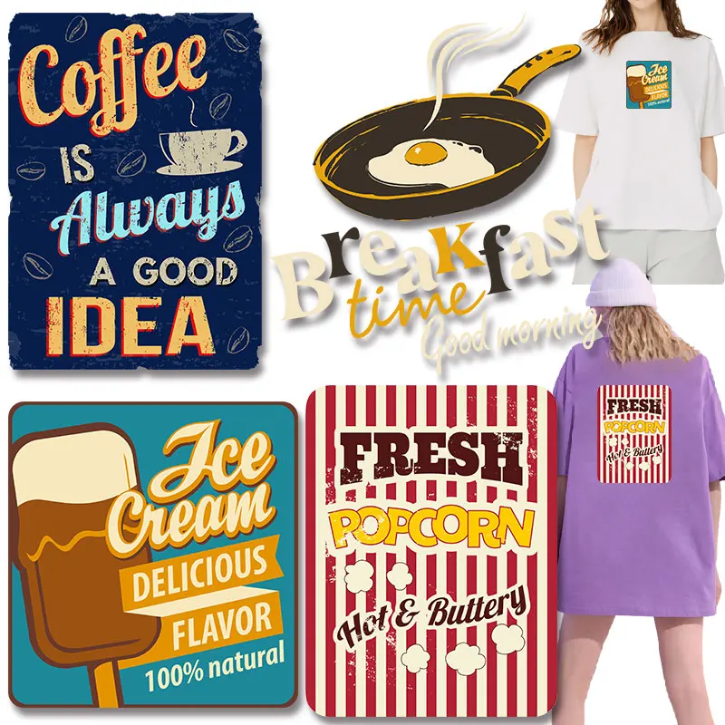 Виниловые наклейки для глажки кофе попкорна мороженого | Дом и сад
