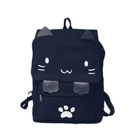 3pcslot cute cat canvas backpack cartoon embroidery backpacks for teenage girls school bag casual black printing rucksack