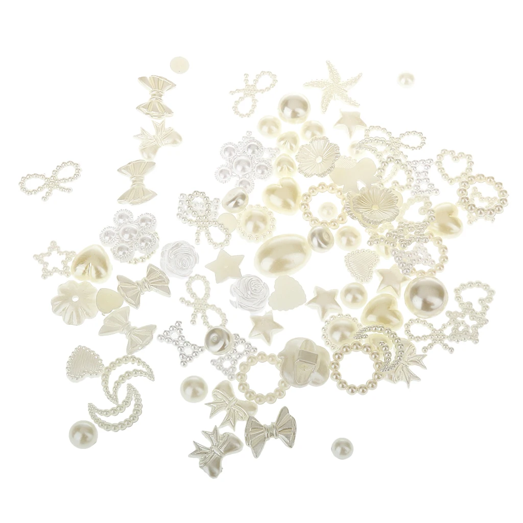 100 шт. Ассорти жемчужные бусины с плоской задней поверхностью скрапбук кабошон