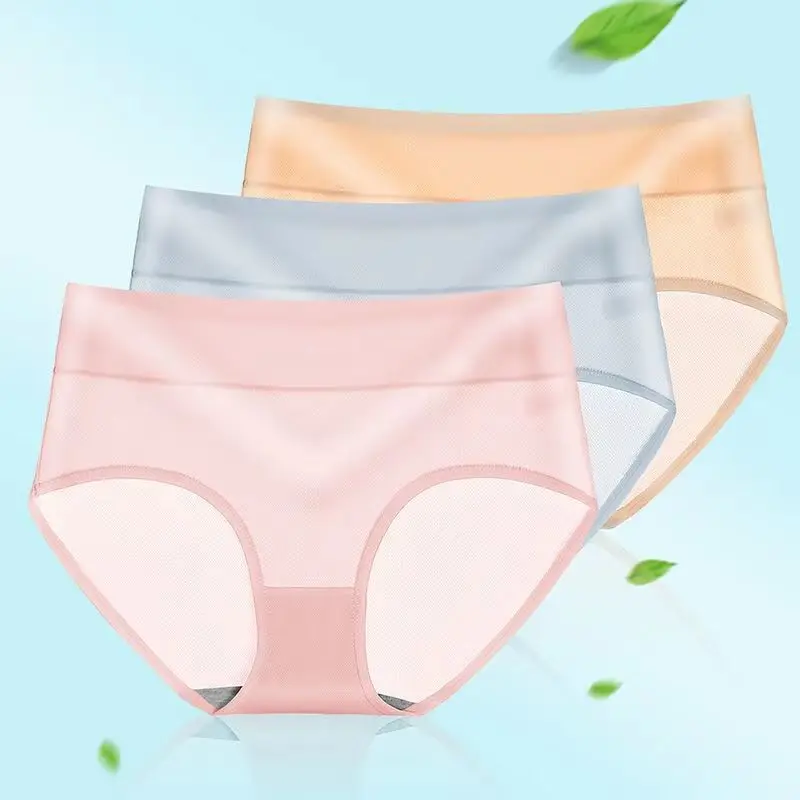3 Pcs X/XL Size Women's Medium-Waist Underwear Breathable Underpants Hip Lift Cotton Nylon Briefs Solid Color Panties 2021 New