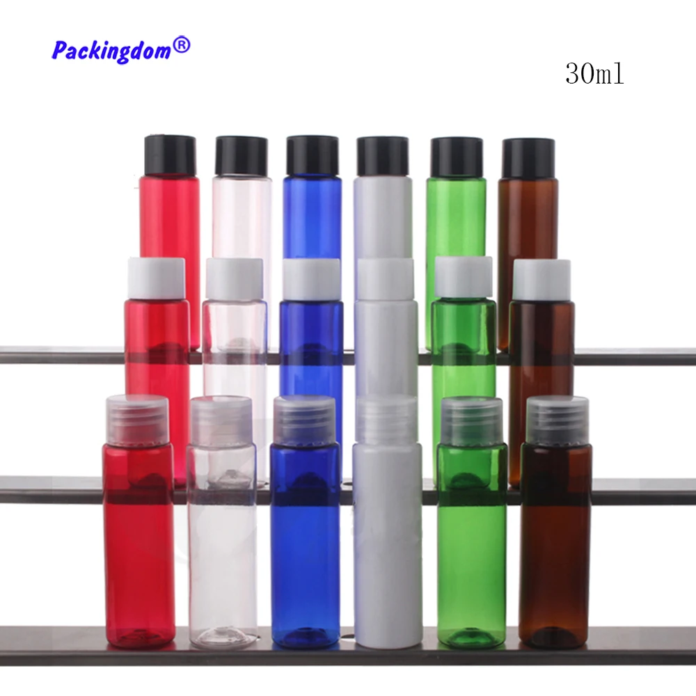 30pcs Empty Plastic Bottle with Inner Plug Travel Container Bottles Coke Cap Color Tube Lotion Shampoo Small Sample Packing 30ml