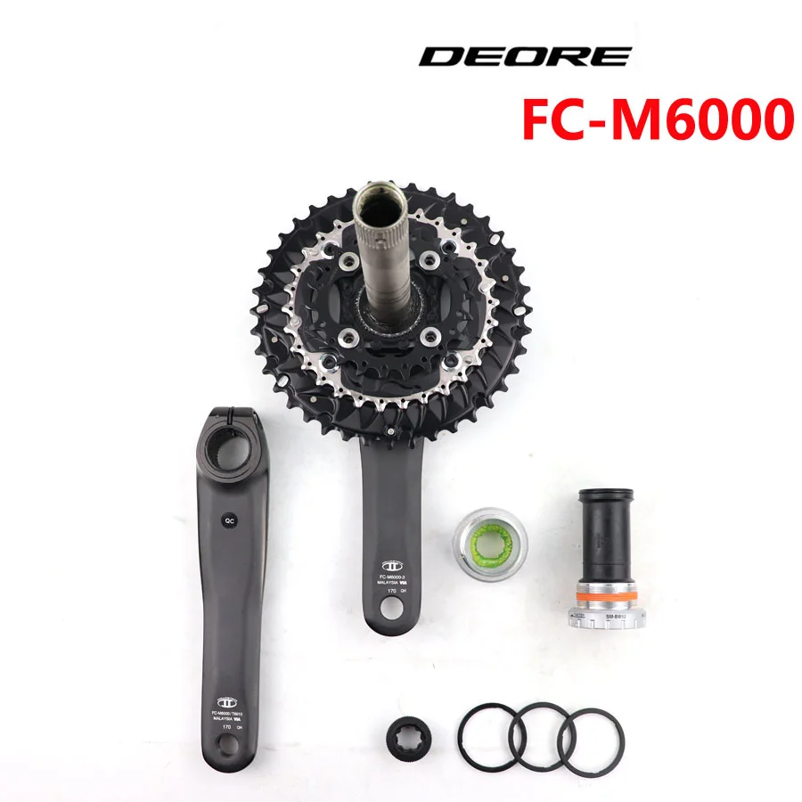 SHIMANO DEORE FC M6000 2x10 3x10-скоростной велосипед mtb шатун с BB52 Нижний Кронштейн 40-30-22T 26-36T 28-38T 170 мм запчасти для велосипеда
