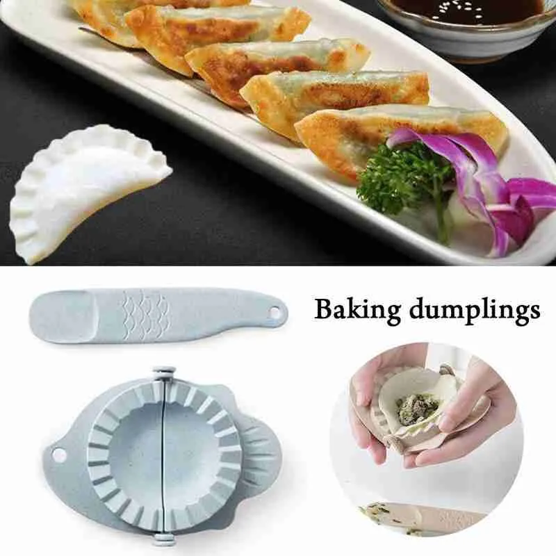 

DIY Dumplings Maker Tool Jiaozi Pierogi Mold Wheat Dumpling Molds Straw For Pastry Accessories Clips Kitchen Home Baking W9V5
