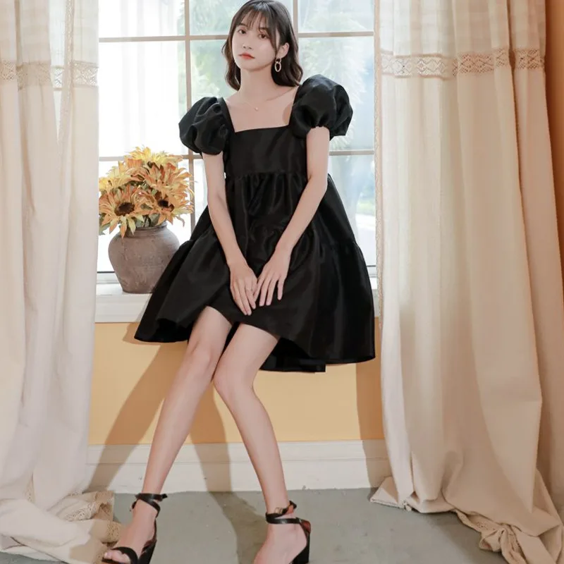 LANMREM летнее платье пуловер с квадратным вырезом рукавами фонариками высокой