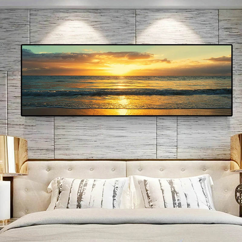 Природа океан пляж сарафаны панорамный пейзаж настенное искусство картина для