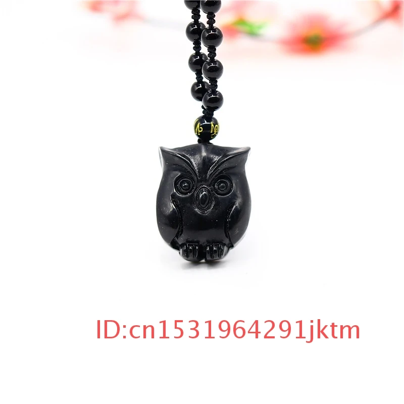Резное модное ожерелье обсидиан Подарки Черная подвеска амулет ювелирные