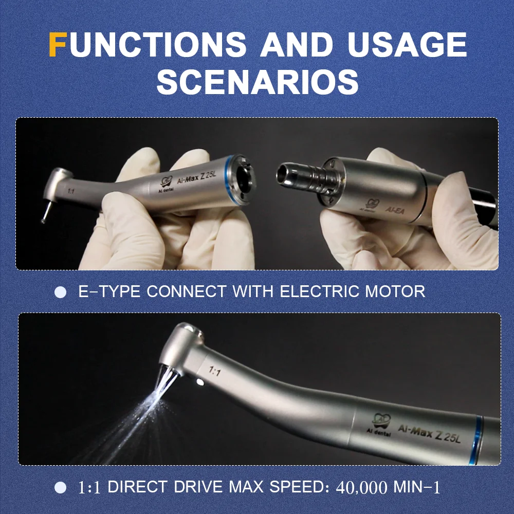 Dental Electric Contra Angle Stainless Steel Series Handpiece Optic Fiber For E-type Surgery Micromotor