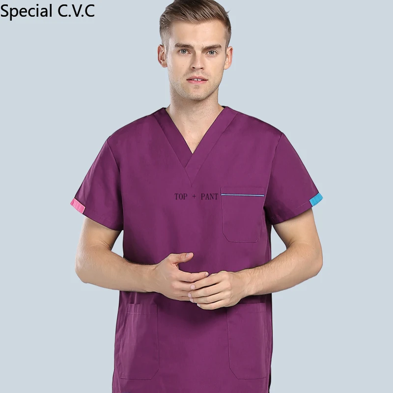 Костюм медицинский мужской из топа с коротким рукавом и шортов|Медицинский