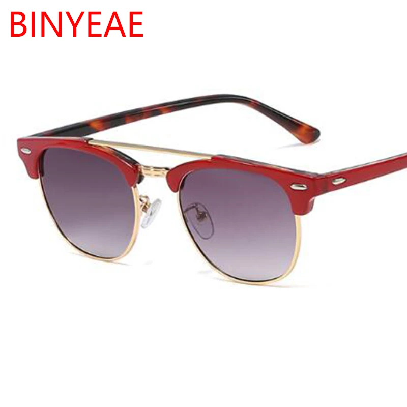 Женские солнцезащитные очки в полуоправе с заклепками брендовые дизайнерские