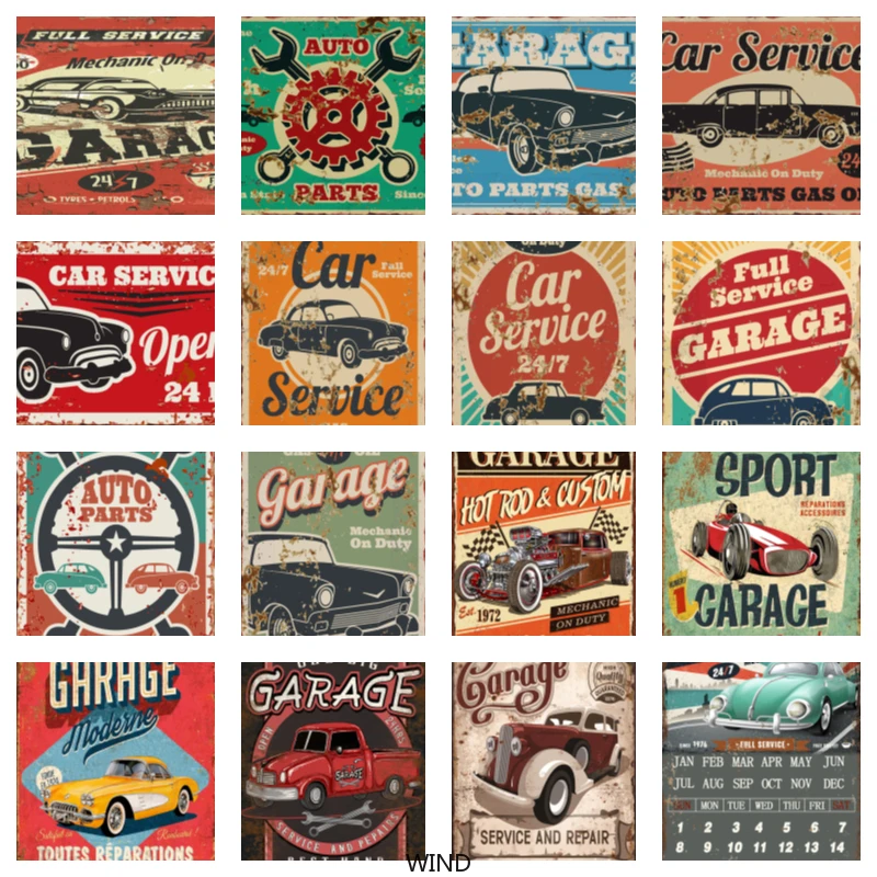 

Route 66 Garage Service Vintage Metal Tin Signs for Cafes Bars Pubs Shop Wall Decorative Funny Retro Signs for Men Women