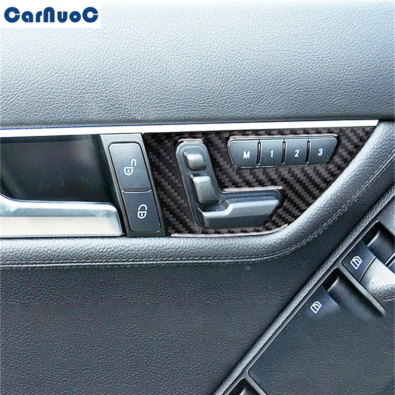 

For Mercedes Benz C W204 2007-2013 Section B Car Seat Adjustment Panel Trim Decal Carbon Fiber Sticker Accessories