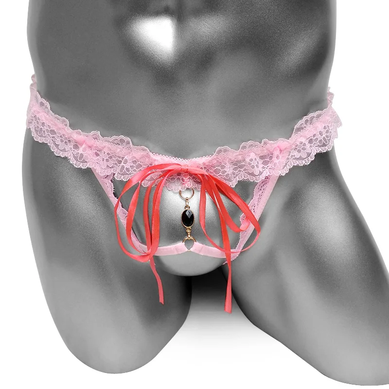 

Sexy Open Crotch Lace Panties for Mens Thong Underwear Sissy Gay Lingerie Open Butt Wetlook Sissy Panties G strings