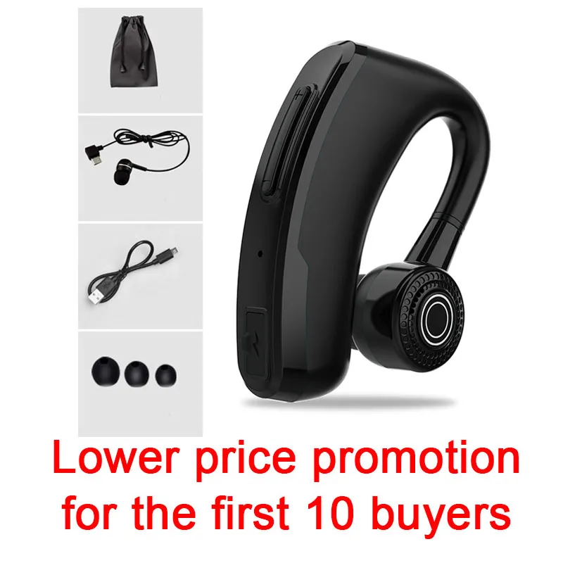 Black Быстрая зарядка V10 Handsfree бизнес Bluetooth 5,0 наушники микрофон Голосовое управление беспроводная гарнитура для вождения шумоподавление PK V9 - Цвет: Black
