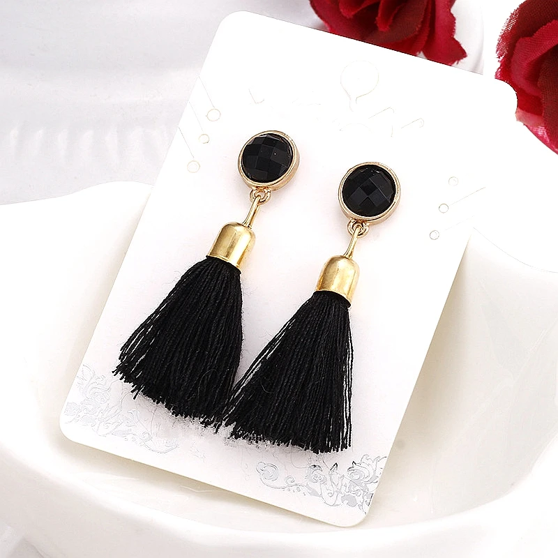 2019 корейские массивные красные Висячие висячие серьги с кисточками