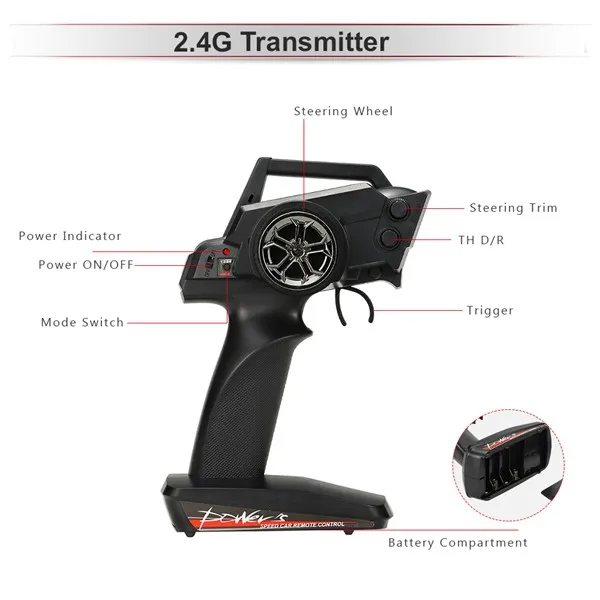 2 4G 2CH Радиоуправляемый пульт дистанционного управления для Wltoys 12428 12423 A959 L959-A A262