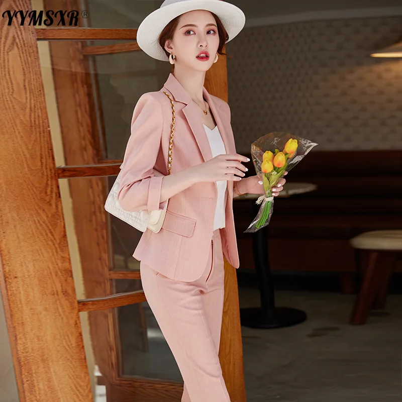 2022 Autumn and Winter Women's Professional Slim Temperament Suit Trousers Two-piece Fashion Nine-point Sleeve Jacket Overalls