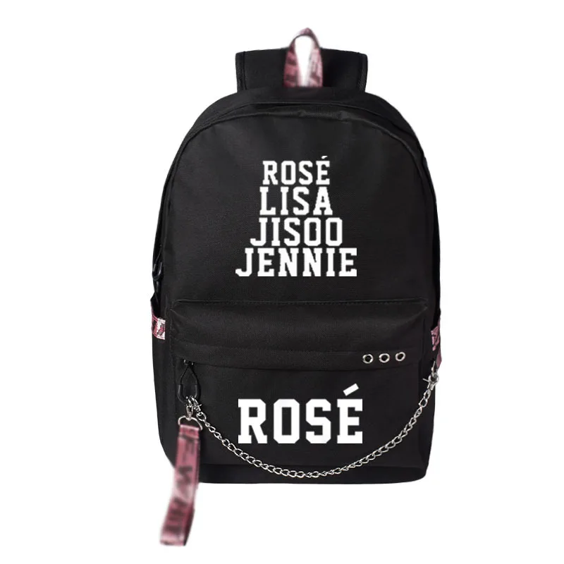 SBA12770102 BlackPink Rose Lisa JENNIE USB Рюкзак Школьные сумки черный розовый Mochila дорожные сумки для ноутбука наушники USB порт - Цвет: SBA12770102