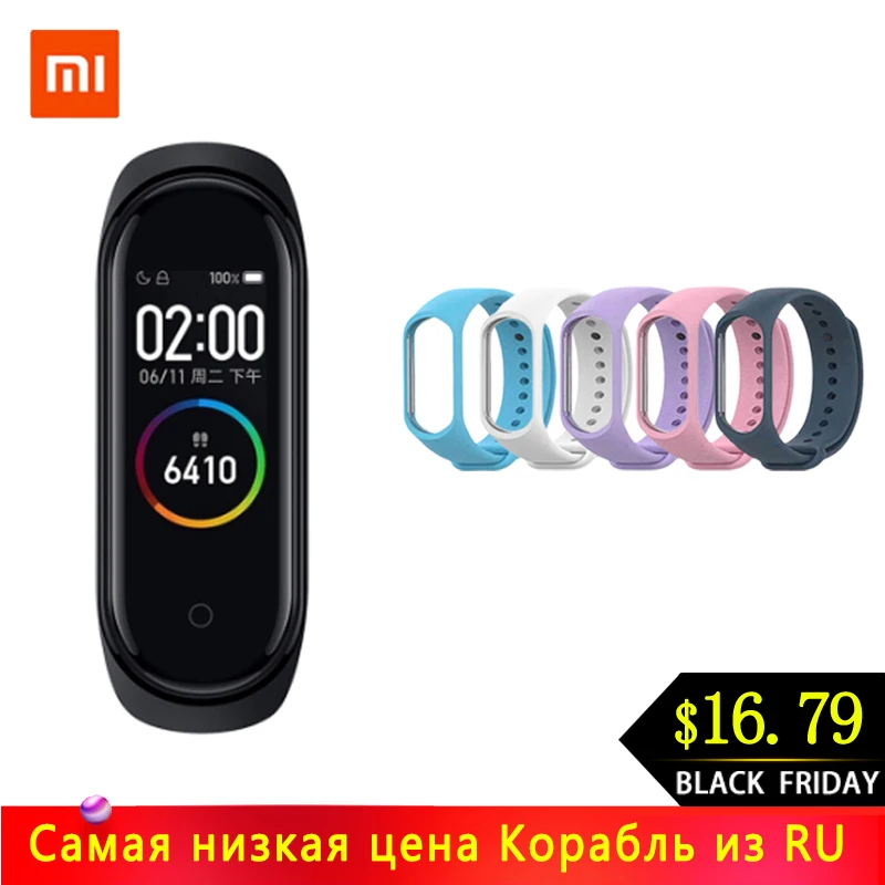 Xiaomi mi Band 4 Smart mi band 3 Цвета экран браслет сердечного ритма фитнес музыка Bluetooth 50 м водонепроницаемый Band 4