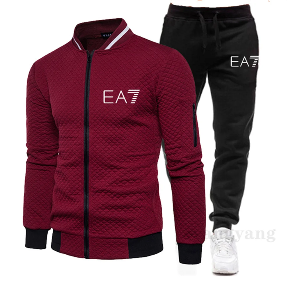

2021 Brand EA7 Hot Sale Men's Suit Baseball Collar Zipper Casual Sports Autumn And Winter Warm Suit S-3XL