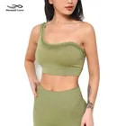 Бюстгальтер Спортивный бесшовный с регулируемыми бретелями, дышащий Топ для спортзала и йоги, пикантный бюстгальтер на одно плечо