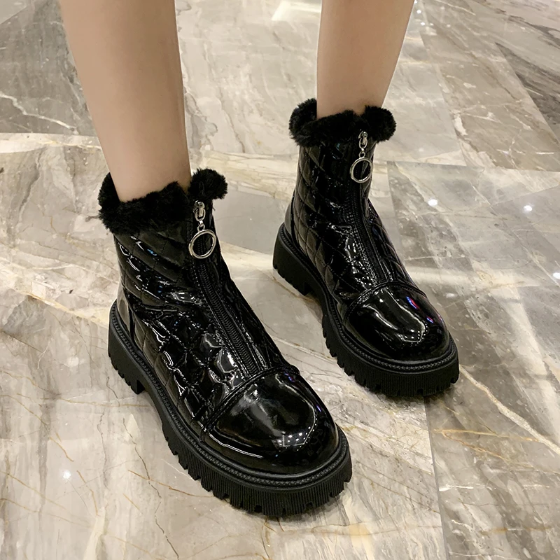 

Женские ботинки на толстой плюшевой подкладке, водонепроницаемые ботильоны на платформе, теплая обувь с хлопковой подкладкой, зима 2021