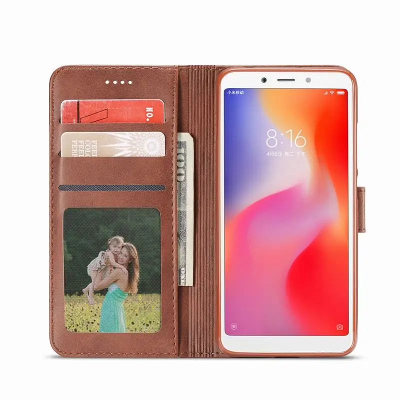 Leather Case For Xiaomi Redmi 6 Pro Flip Cover A 6A 6Pro Wallet Magnetic Luxury Vintage Phone Bags Cases | Мобильные телефоны и