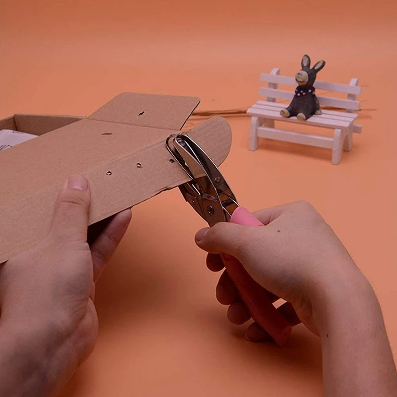 

3Pcs Handheld Metal Single Hole Punch in 3 Different Shapes with Pink Grip for DIY Craft Office Grip