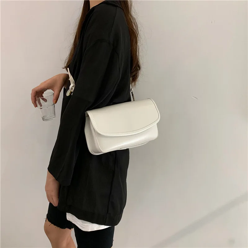 

PU Leather Shoulder Messenger Bag for Women Fashion Design Ladies Baguette Underarm Bags Solid Color Female Girls Purse Handbags