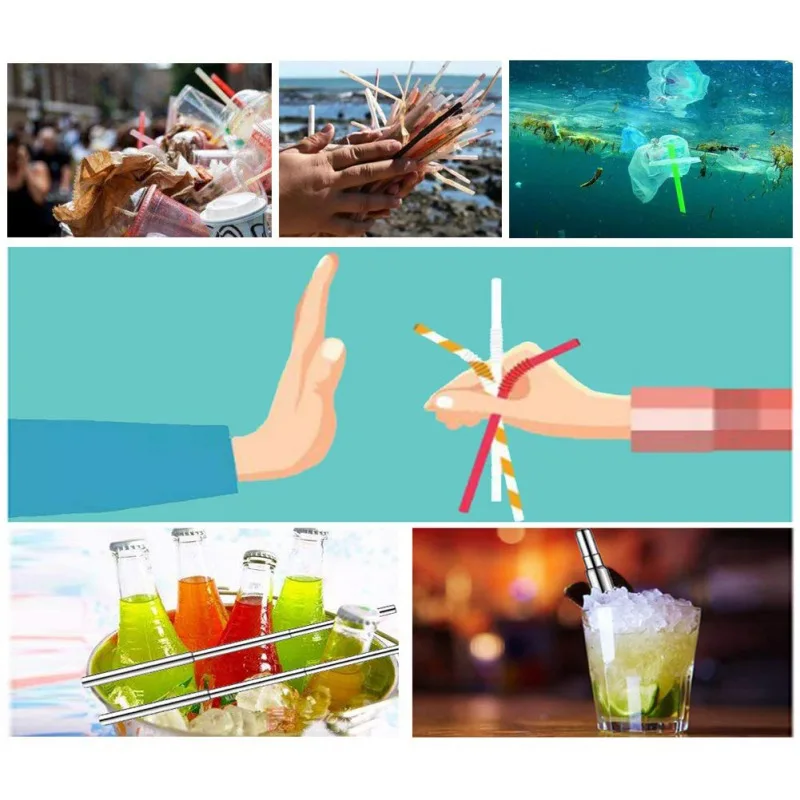 Многоразовые складные трубочки для питья телескопическая посуда из нержавеющей