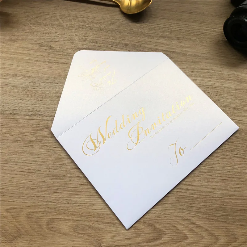 250g 135X195MM 25pc Pearl Color Paper Envelope For Invitations Gold Foil Print Wedding Card Bag Greeting Postcard A7 | Дом и сад