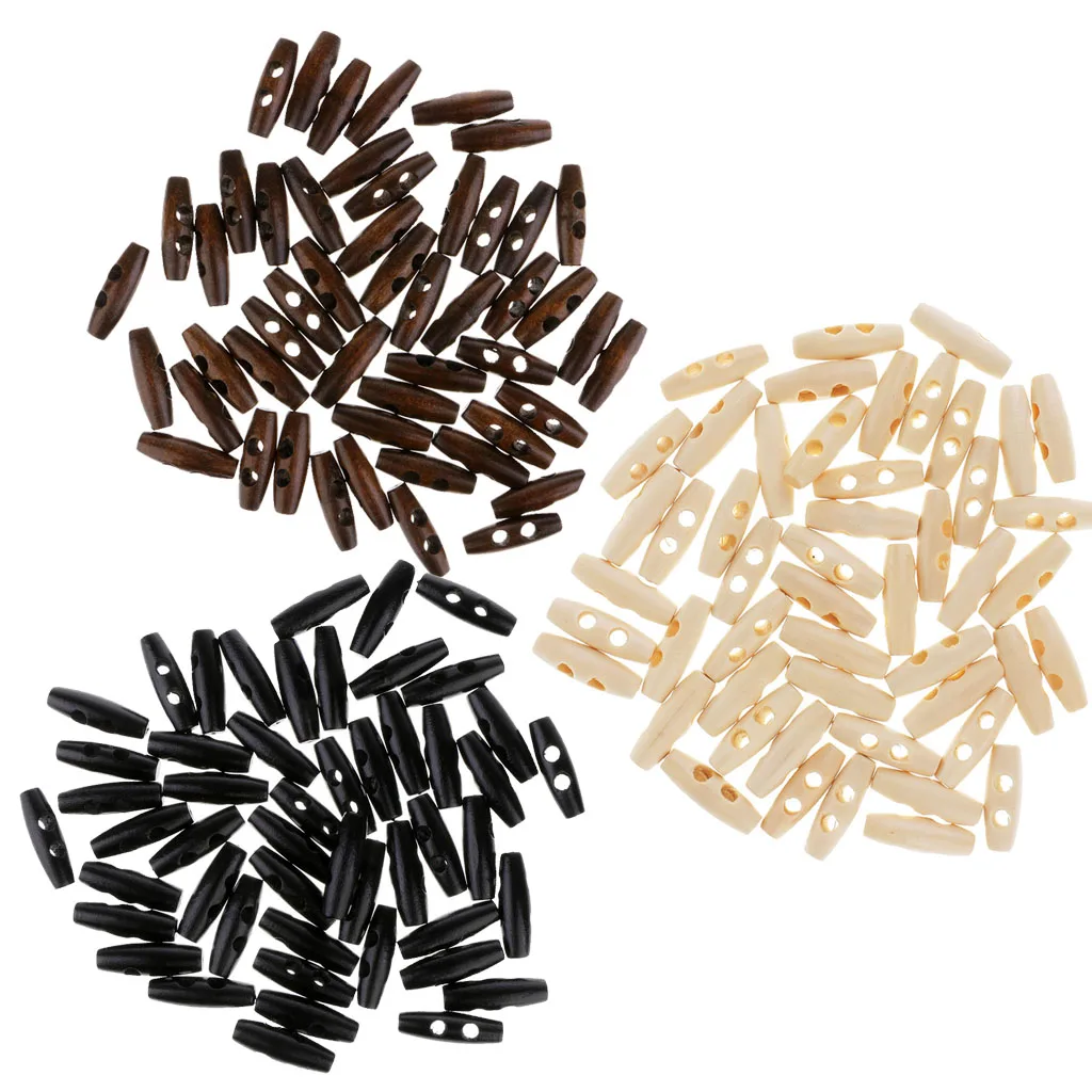 

50Pcs DIY Wooden Toggle Buttons Handmade Crafts for Kids Children Clothes