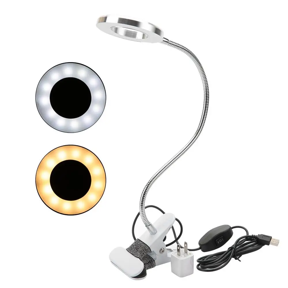 LED Table Clip Lamp Adjustable Dimmable Desktop USB Eye Protection Button Desk for Tattoo Nail Art Reading Study Room | Красота и