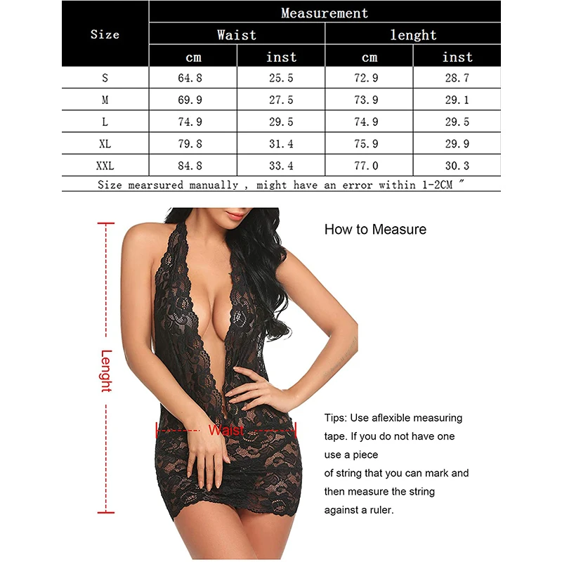 

DR.GESTEE Ladies Underwear Lace Teddy Sexy Deep V Halter One-piece Summer Sexy Pajamas