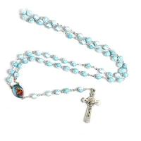 new 2 colors handmade acrylic fashion religious jewelry christian two tone rose pattern jesus pendant cross necklace gifts