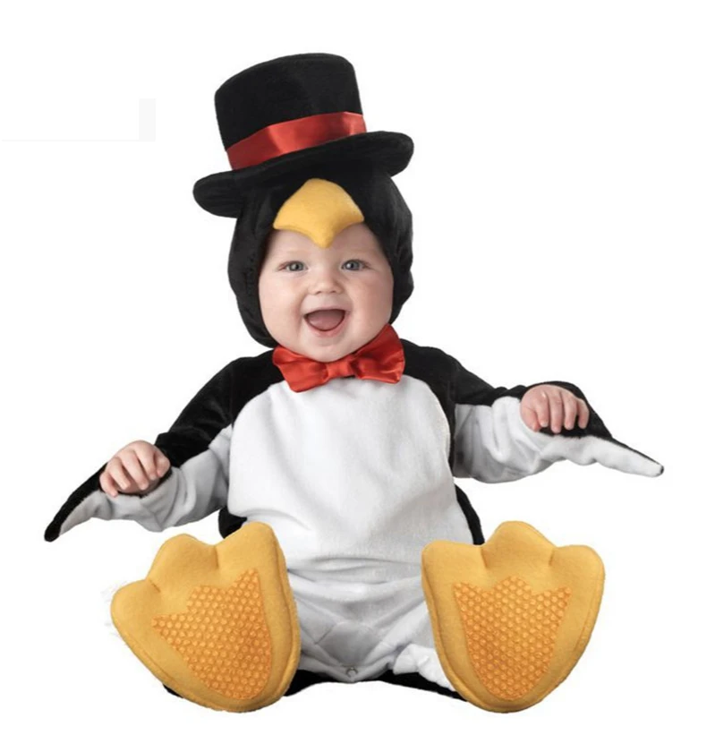 

Baby One-piece Penguin Cosplay Costume with Hood and Shoes Animal Costume 0-2 Year Old Kids Performance Costume