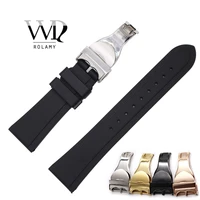 rolamy 22mm black waterproof silicone rubber replacement wrist watch band strap with silver black rose gold clasp for tudor