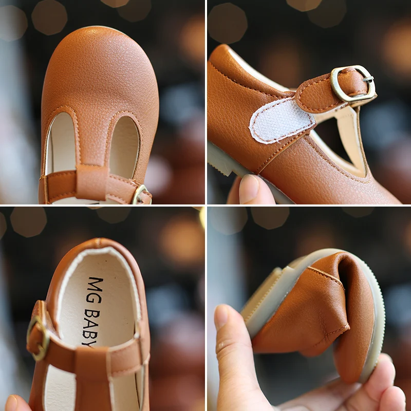 Детские однотонные лоферы ботинки из искусственной кожи на плоской подошве для