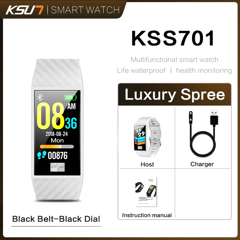 KSS701-W KSUN KSS701 Смарт-часы фитнес-браслет MiBand Band 3 большой сенсорный экран oled-сообщение частота сердечных сокращений смарт-браслет - Цвет: KSS701-W
