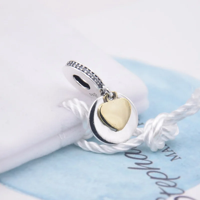 Оригинальное золотое колье Бесконечности с подвеской в форме сердца с бусинами, подходящее для браслета с подвеской из 925 стерлингового серебра, браслета-браслета Diy.